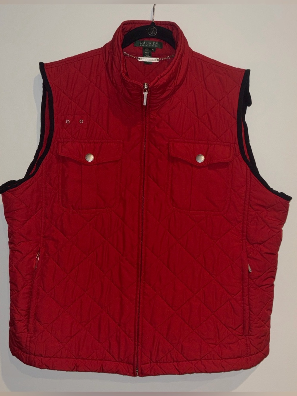 Ralph Lauren Red Quilted Stand-Collar Vest